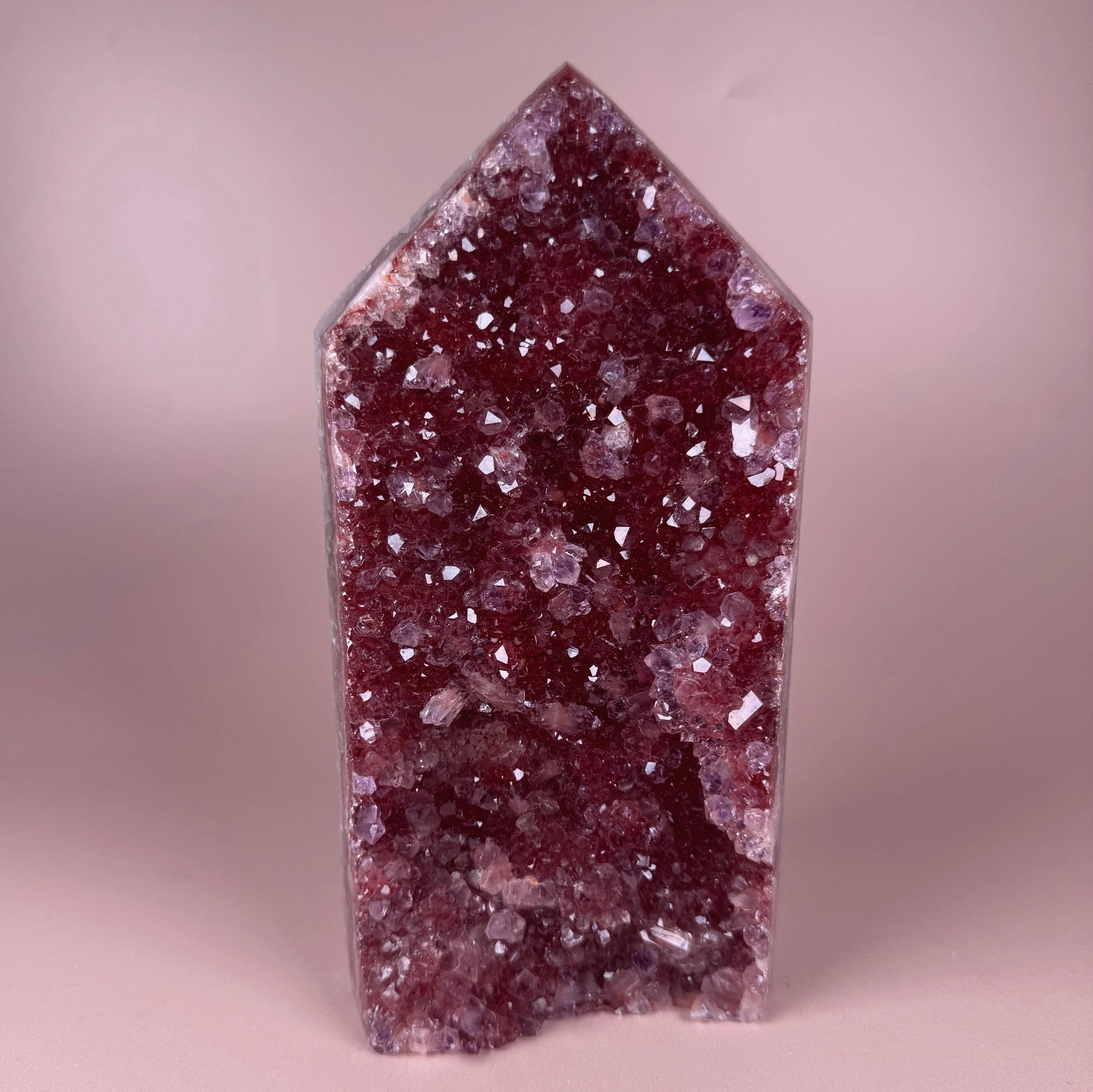 Esté Crystals crystal Statement Strawberry Pink Amethyst Chlorite Tower