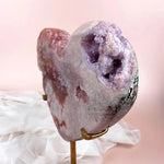 Esté Crystals crystal Valentina Large Pink Amethyst Heart on Gold Stand