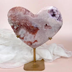 Esté Crystals crystal Valentina Large Pink Amethyst Heart on Gold Stand