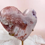 Esté Crystals crystal Valentina Large Pink Amethyst Heart on Gold Stand