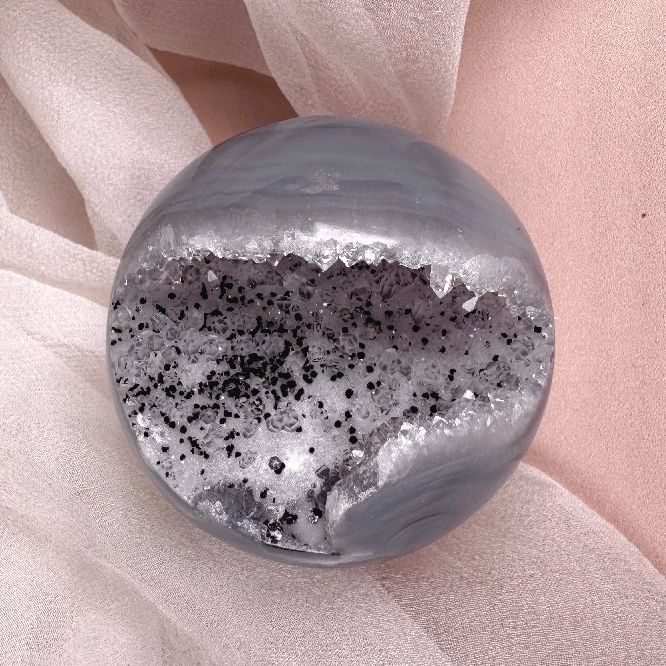 Esté Crystals crystal White Sugar Druzy Snaggletooth Agate Sphere