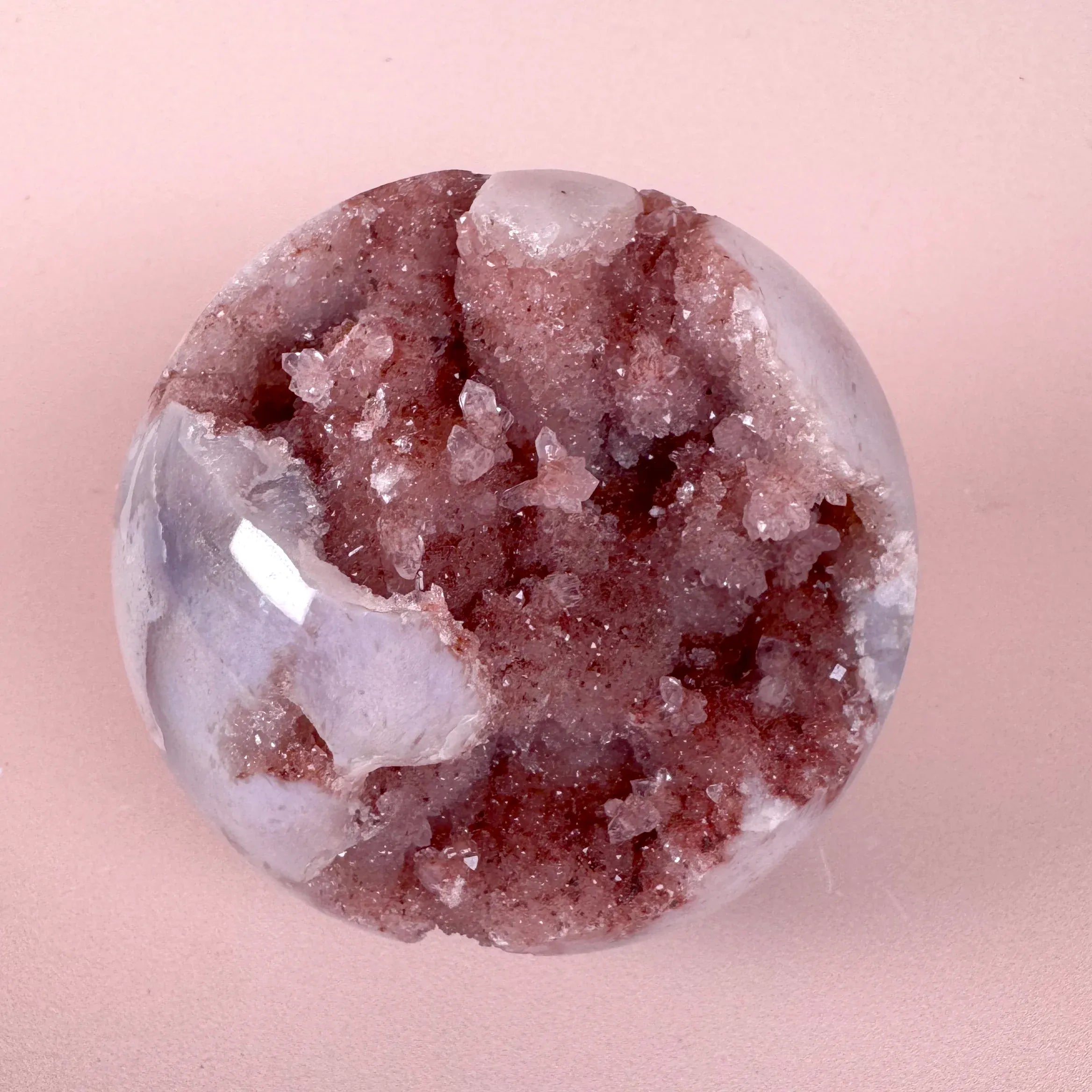 Esté Crystals crystal Zinnia Blue Pink Amethyst Sphere with Red Druzy