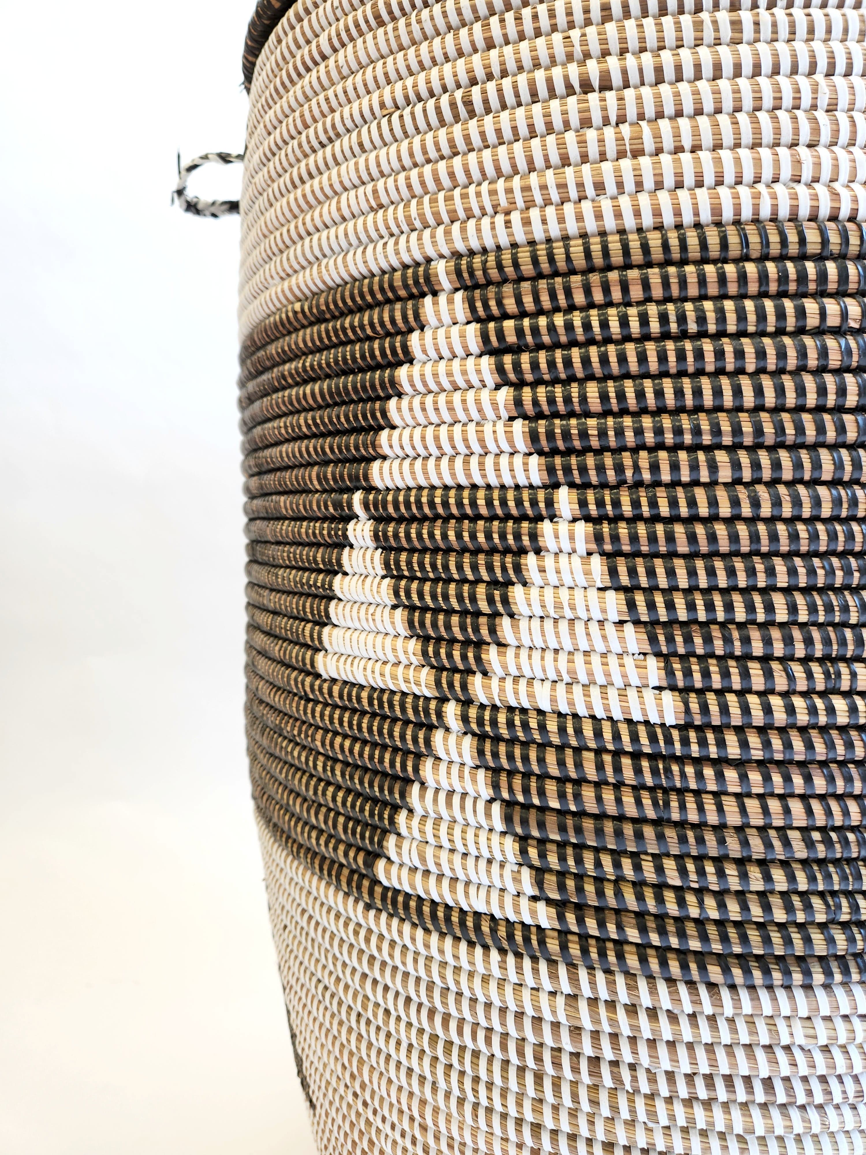 Esté Crystals home decor Black & White Woven Hamper Basket with Lid
