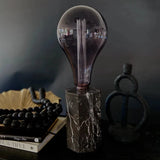 Esté Crystals home decor, crystal Orion Black and White Large Marble Table Lamp with Large Light Bulb