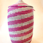 Esté Crystals home decor Large Hot Pink Woven Basket Hamper with Lid