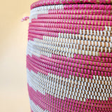 Esté Crystals home decor Large Hot Pink Woven Basket Hamper with Lid