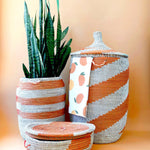 Esté Crystals home decor Large Orange Woven Hamper Basket with Lid