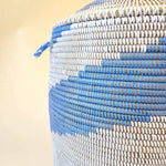 Esté Crystals home decor Large Periwinkle Woven Hamper Basket with Lid