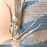 Esté Crystals home decor Large Periwinkle Woven Hamper Basket with Lid