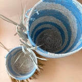 Esté Crystals home decor Large Periwinkle Woven Hamper Basket with Lid