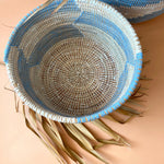 Esté Crystals home decor Large Periwinkle Woven Hamper Basket with Lid