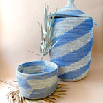 Esté Crystals home decor Large Periwinkle Woven Hamper Basket with Lid