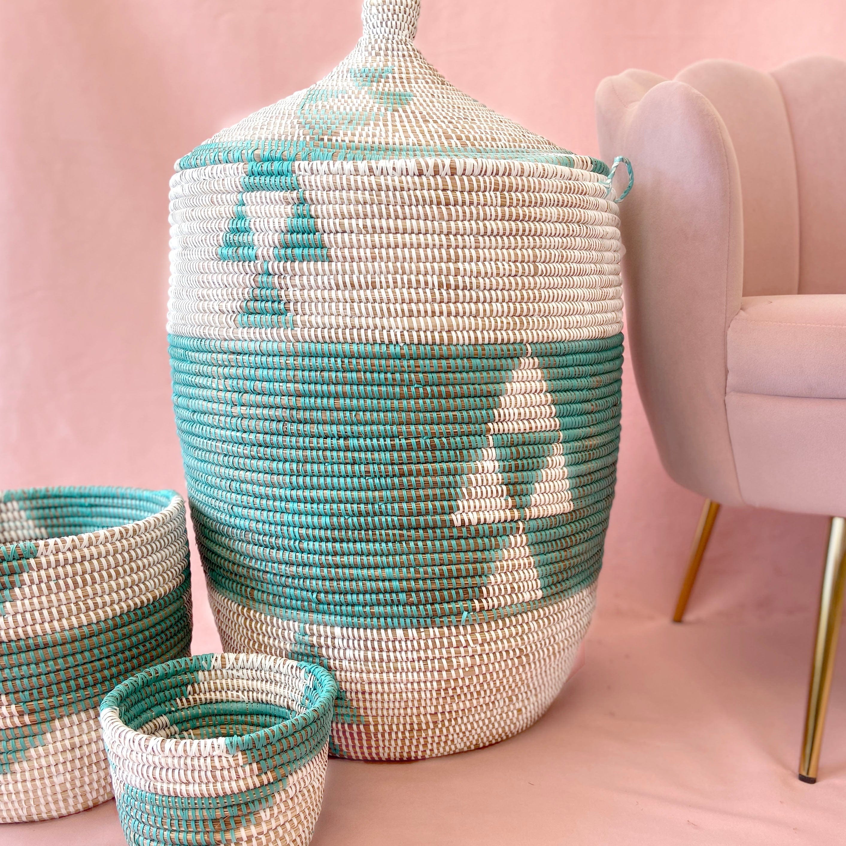 Esté Crystals home decor Turquoise Hamper Basket