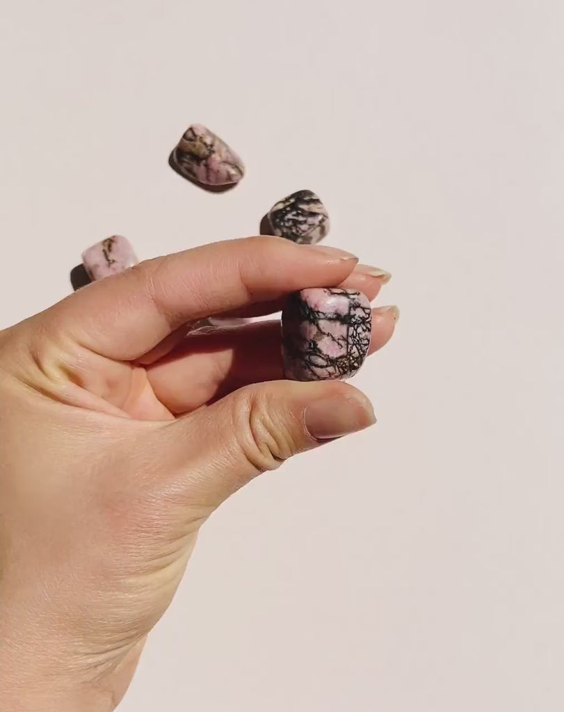 Rhodonite Tumbled Polished Stone | Rhodonite Crystal | Healing Heart Chakra Crystals | Love Stone