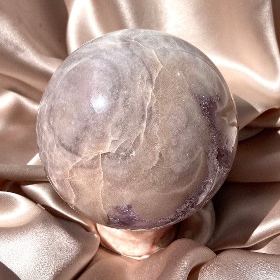 Esté Crystals crystal Large Pink Amethyst Sphere with Purple Druzy