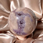 Esté Crystals crystal Large Pink Amethyst Sphere with Purple Druzy