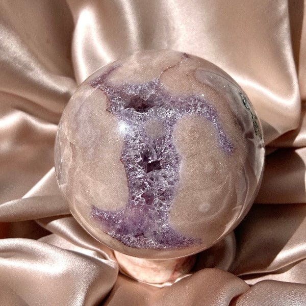 Esté Crystals crystal Large Pink Amethyst Sphere with Purple Druzy
