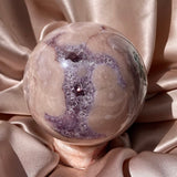 Esté Crystals crystal Large Pink Amethyst Sphere with Purple Druzy